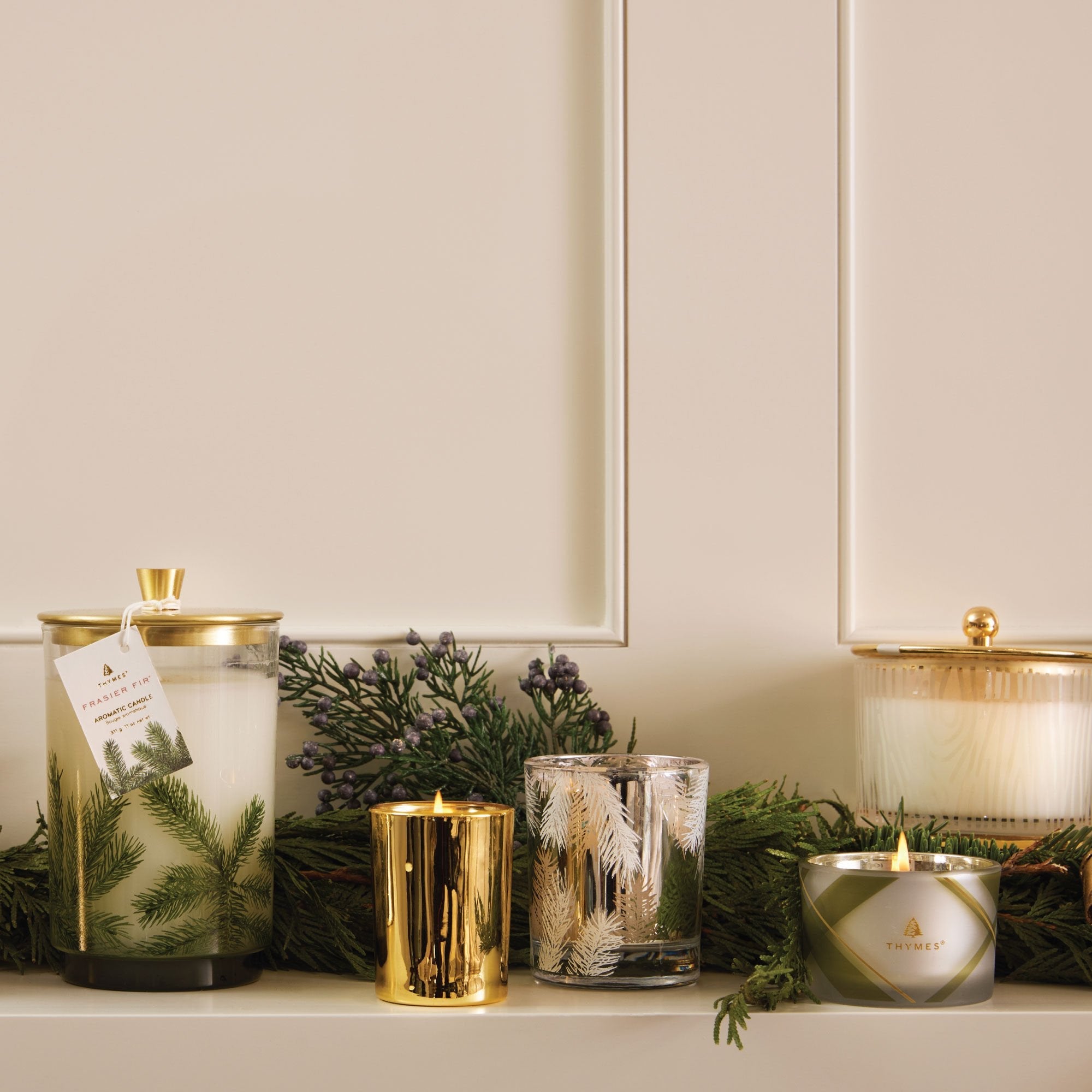 Frasier Fir® Large Frosted Wood Grain Candle