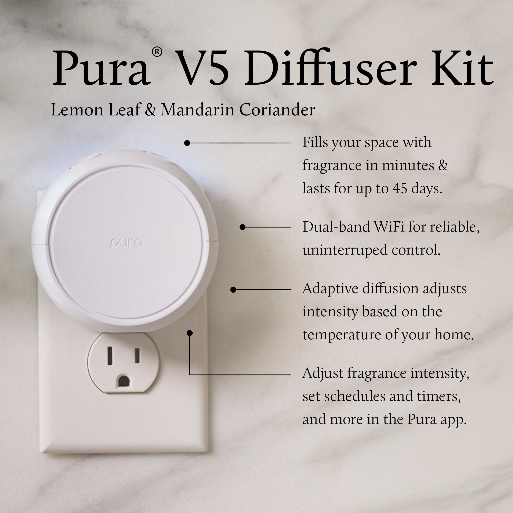 Lemon Leaf & Mandarin Coriander Pura Home™ V5 Diffuser Kit