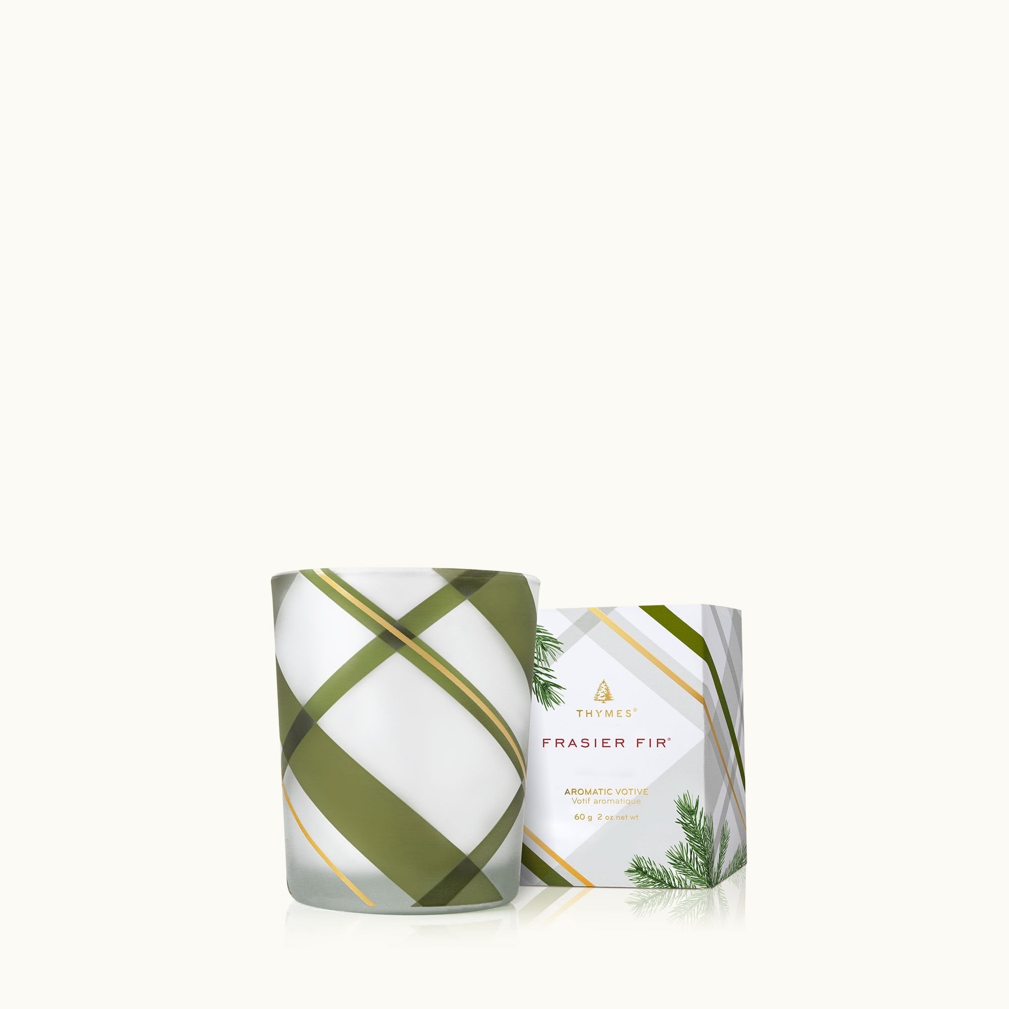 Frasier Fir® Frosted Plaid Votive Candle
