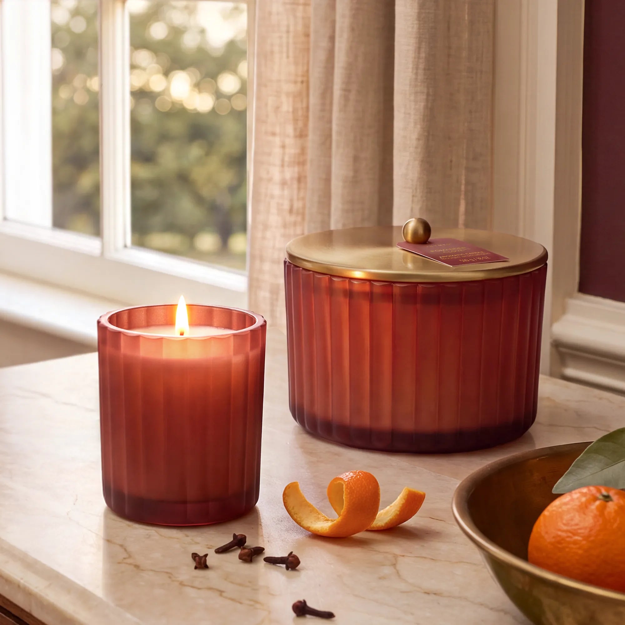 Pomander Clove Candle Duo